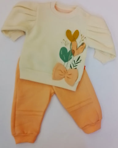 Hearts And Bow Tracksuit ( Peach )