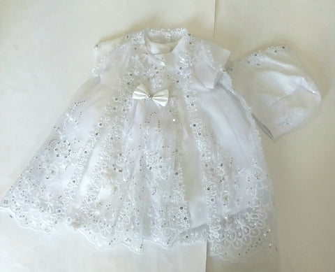 Christening Gown with pearls and Hat
