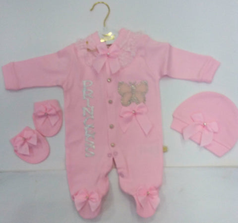 Princess Babygro With Mitts And Hat (butterfly )