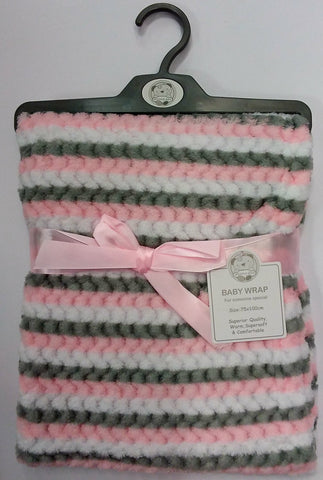 Pink And Grey Stripe Blanket