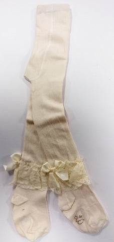 Cream Tights With Frill Ankle