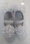 Large Bow Christening Shoes And Hairband