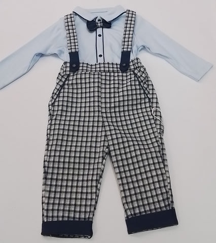 Checked Dungaree,Shirt,Dickie Bow Suit