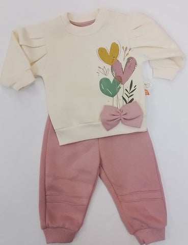 Hearts And Bow Tracksuit ( Pink )