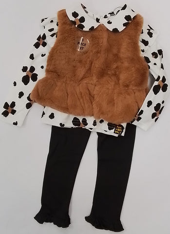 Brown Fur Gilet 3 Piece