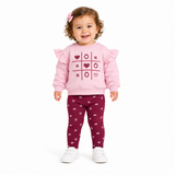Love Heart Leggings Suit (Wine)