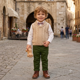 Cable Tank Top with shirt and Green Trousers
