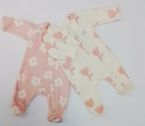 Fleece Babygro With Zip 2pack