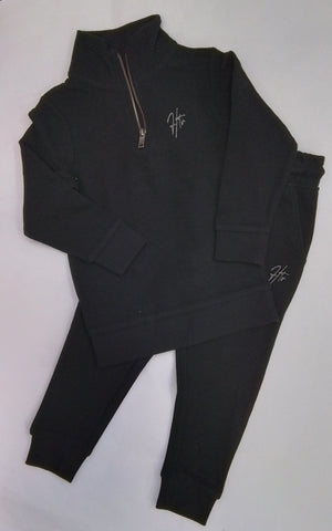 Boys Black Tracksuit with 1/4 Zip