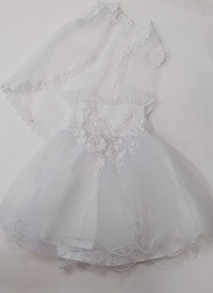 Christening Pearl Dress with Lace overlay