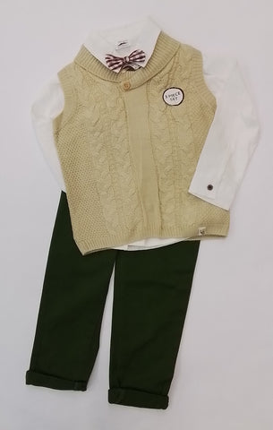 Cable Tank Top with shirt and Green Trousers