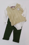 Cable Tank Top with shirt and Green Trousers