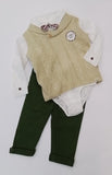 Cable Tank Top with shirt and Green Trousers