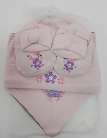 Flower Hat,Bib,And Booties