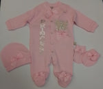 Glitter Babygro With Hat and mitts