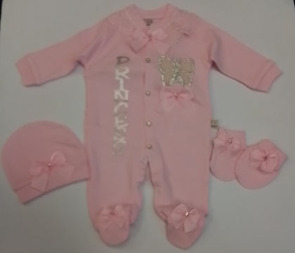 Glitter Babygro With Hat and mitts