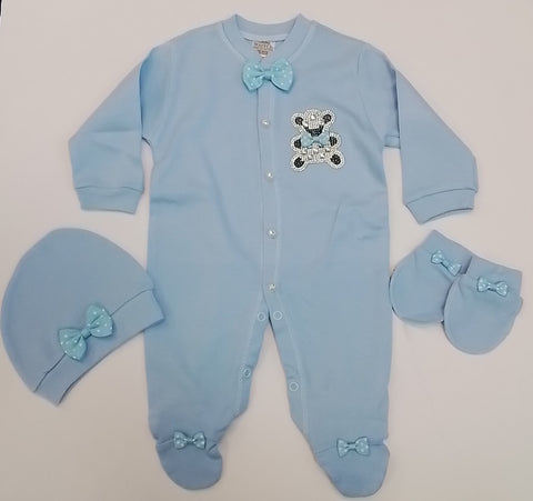 Glitter Bear Babygro With Hat and Mitts