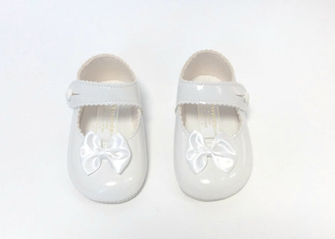 White Patent Shoes With Bow