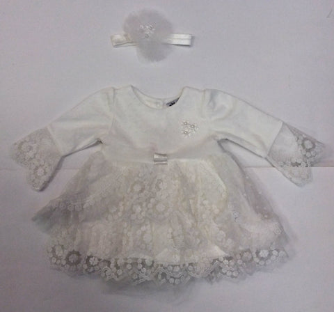Lace Frill Dress And Hairband