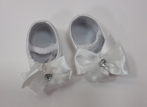 Diamond Bow Christening Shoes