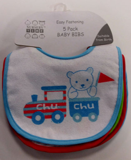 5 pack Plastic Backed Bibs Chu Chu
